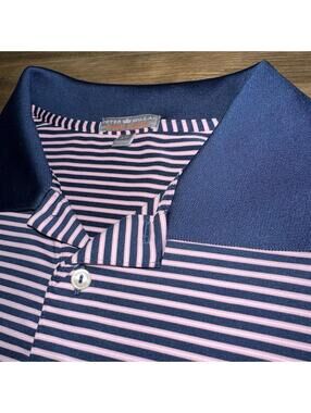 Peter Millar Southern Comfort Polo Men’s Large Tall Blue Pink Stripped